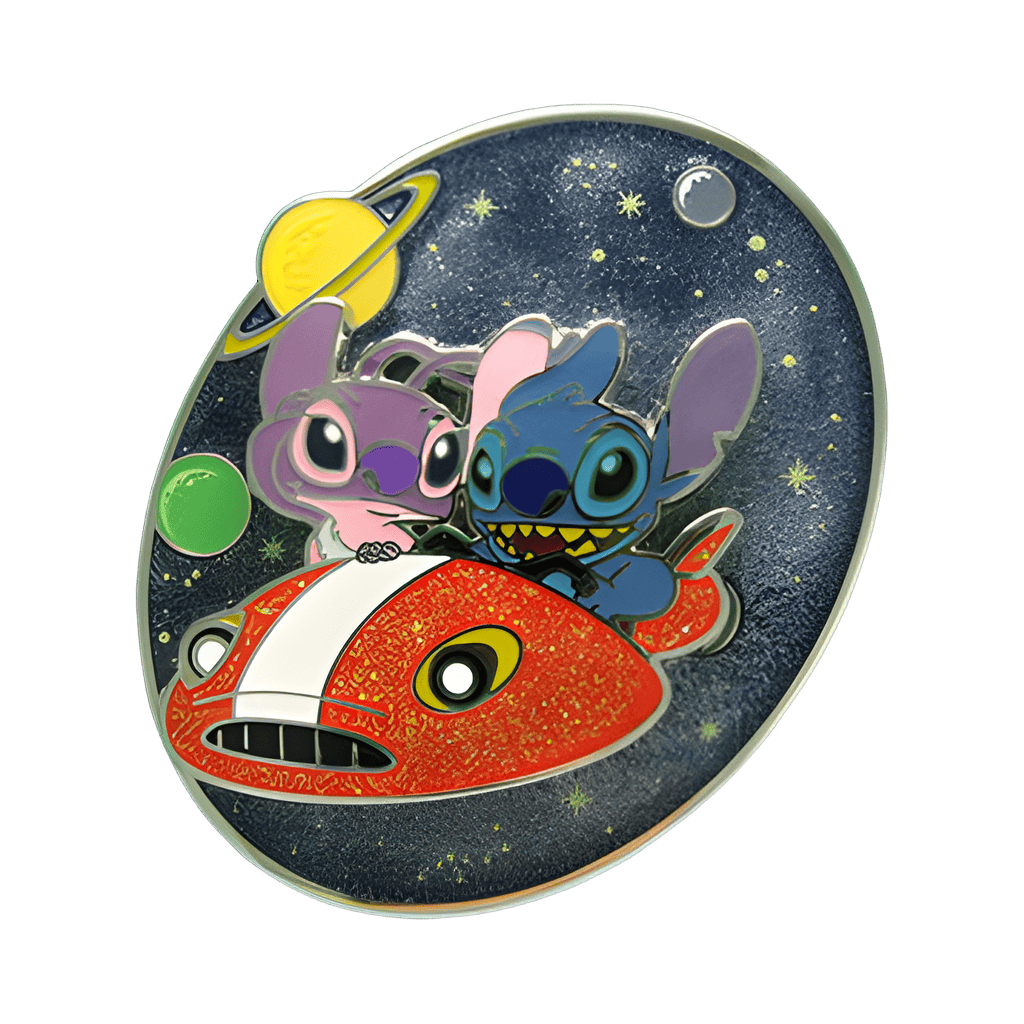 Stitch and Angel in a space cruiser Disney pin