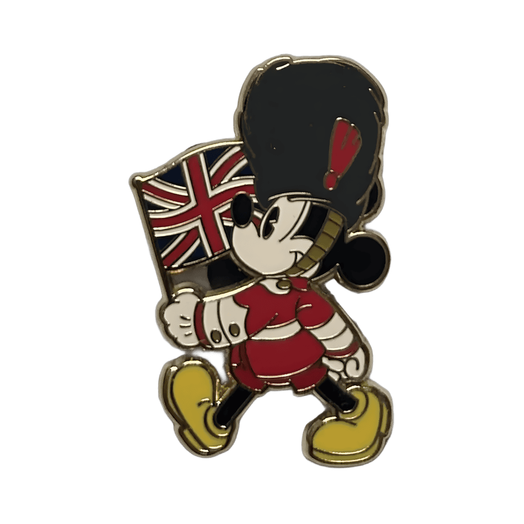 Mickey Mouse as Royal Guard holding UK flag Disney pin