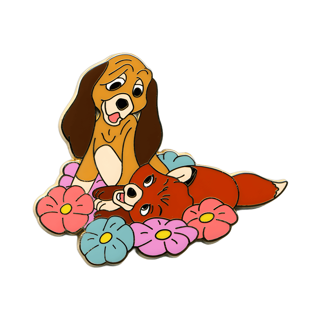 2007 - Tod & Copper in a Bed of Flowers Disney pin