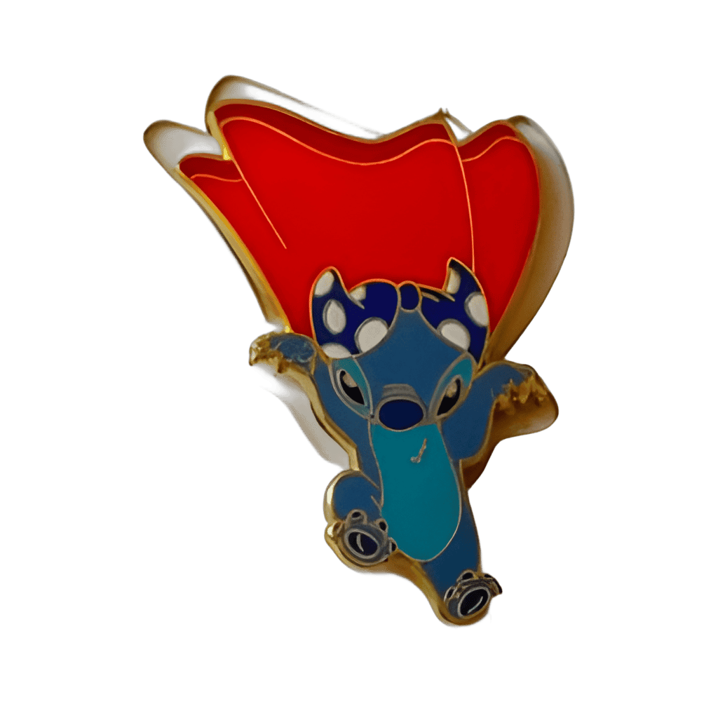 Stitch Jumping with Cape Above Disney pin
