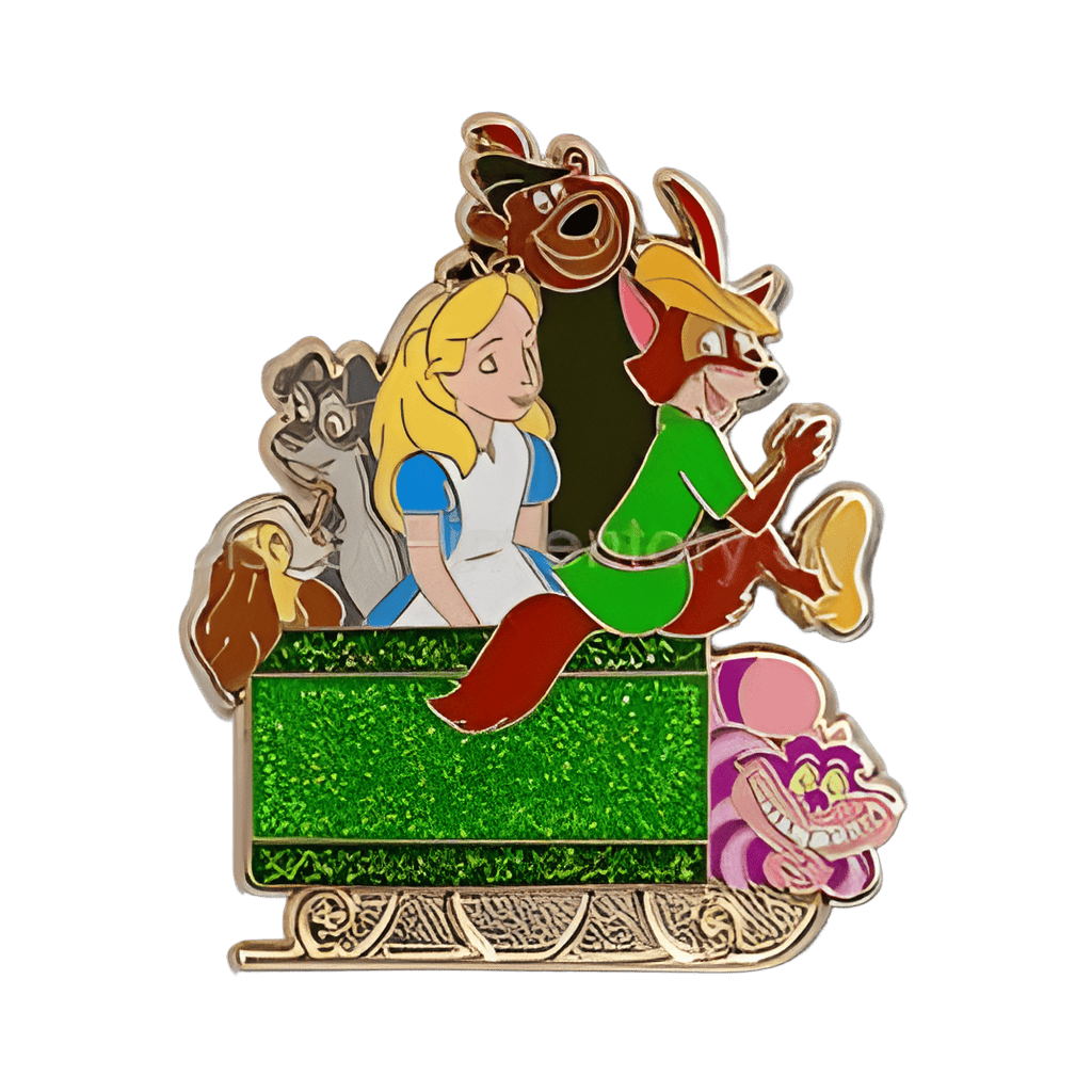 Green Sleigh - Lady, Tramp, Alice, Little John, Robin Hood, Cheshire Disney pin