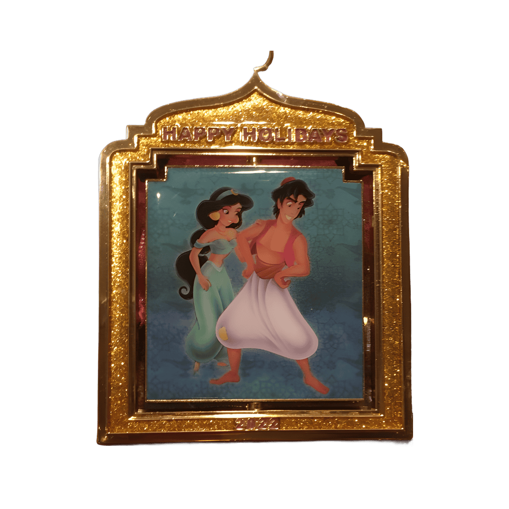 Aladdin and Jasmine Ornament Happy Holidays Disney pin