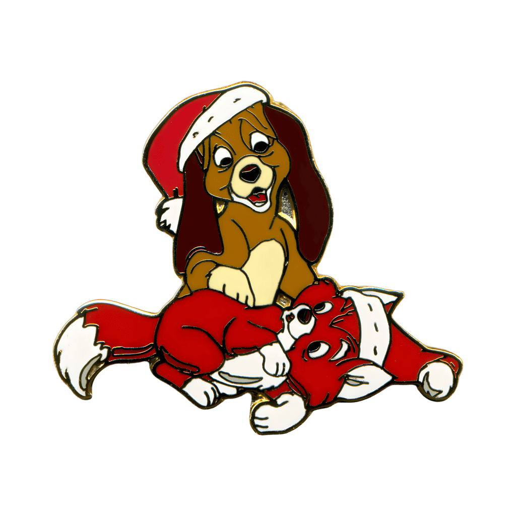 Set #1 - Tod & Copper wearing Santa Hats - Day 5 Disney pin