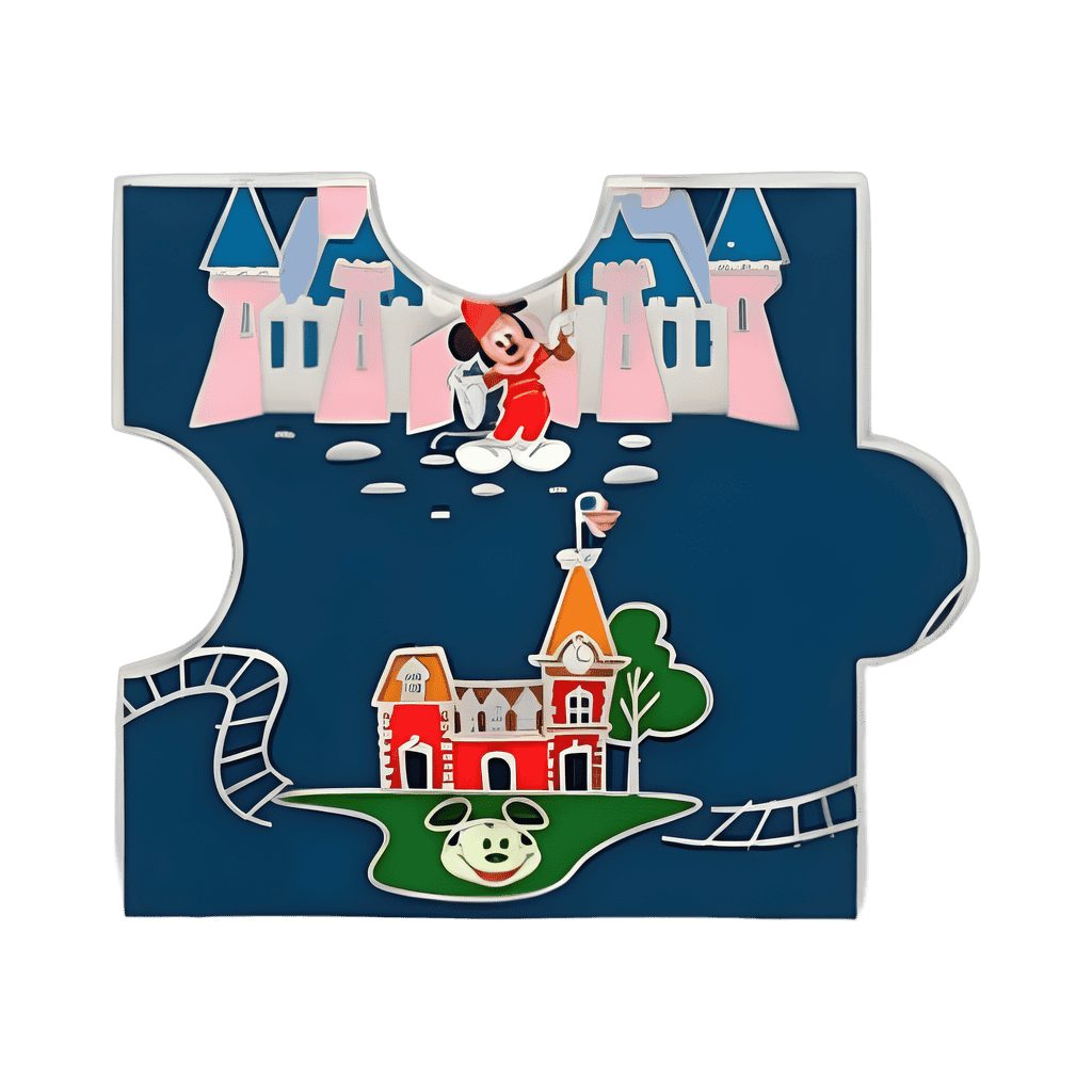 Sleeping Beauty's Castle and Main Street Station Puzzle Piece Disney pin