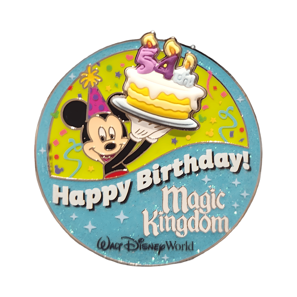 Happy 54th Birthday Magic Kingdom Celebration Button Disney pin