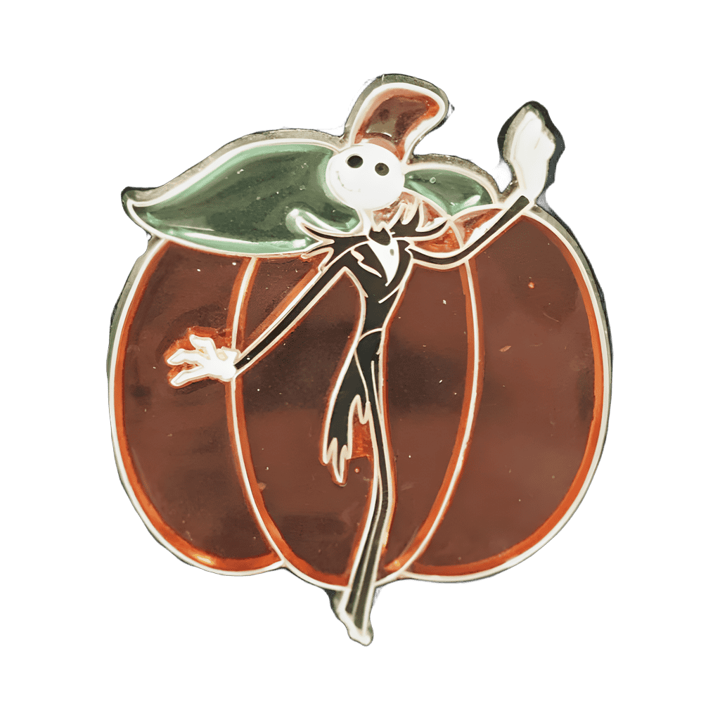 Jack Skellington in front of an Orange Pumpkin Disney pin