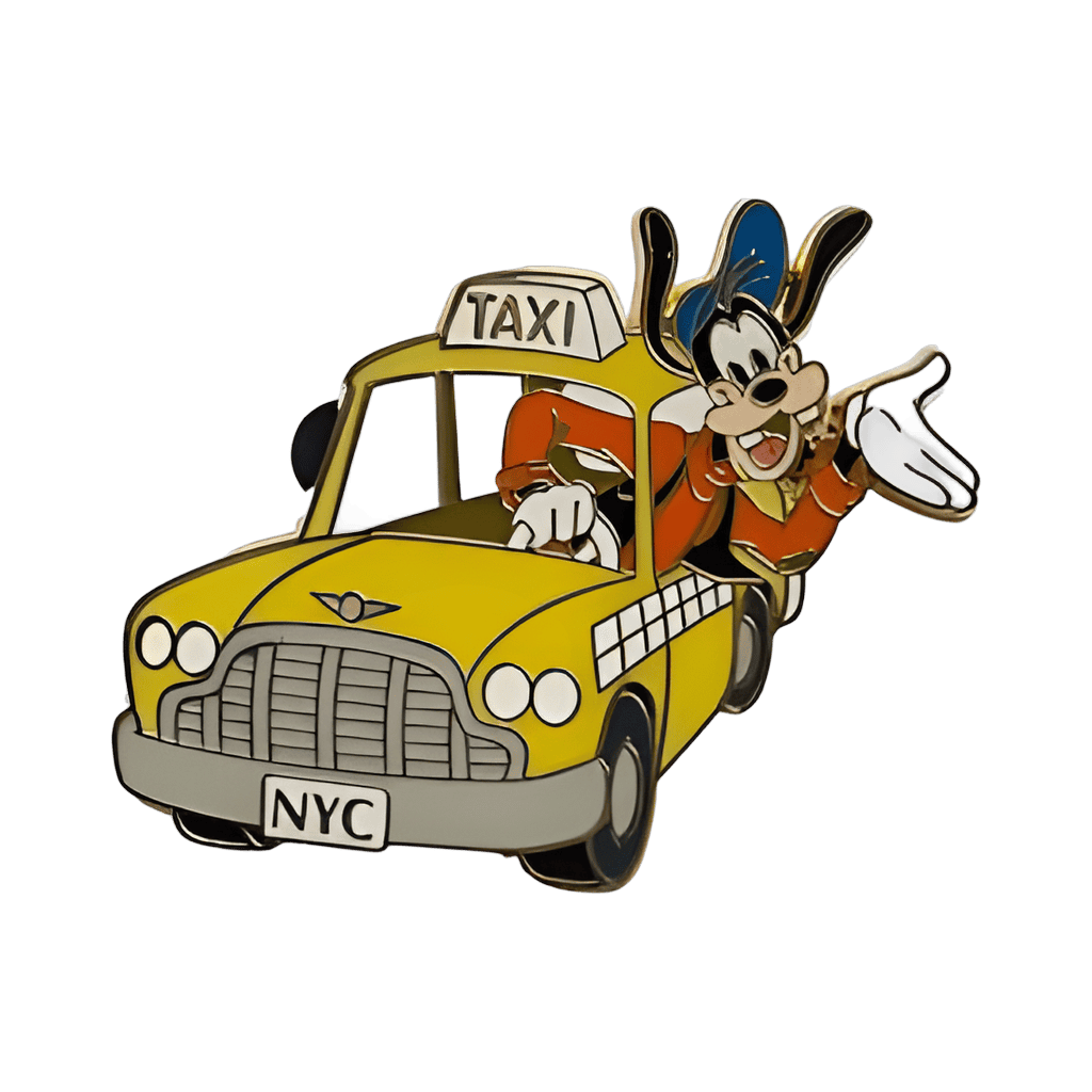 NYC Transportation - goofy driving taxi Disney pin