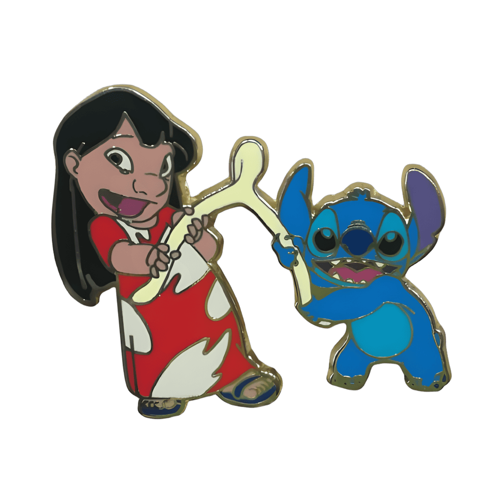 Lilo and Stitch holding wishbone Disney pin