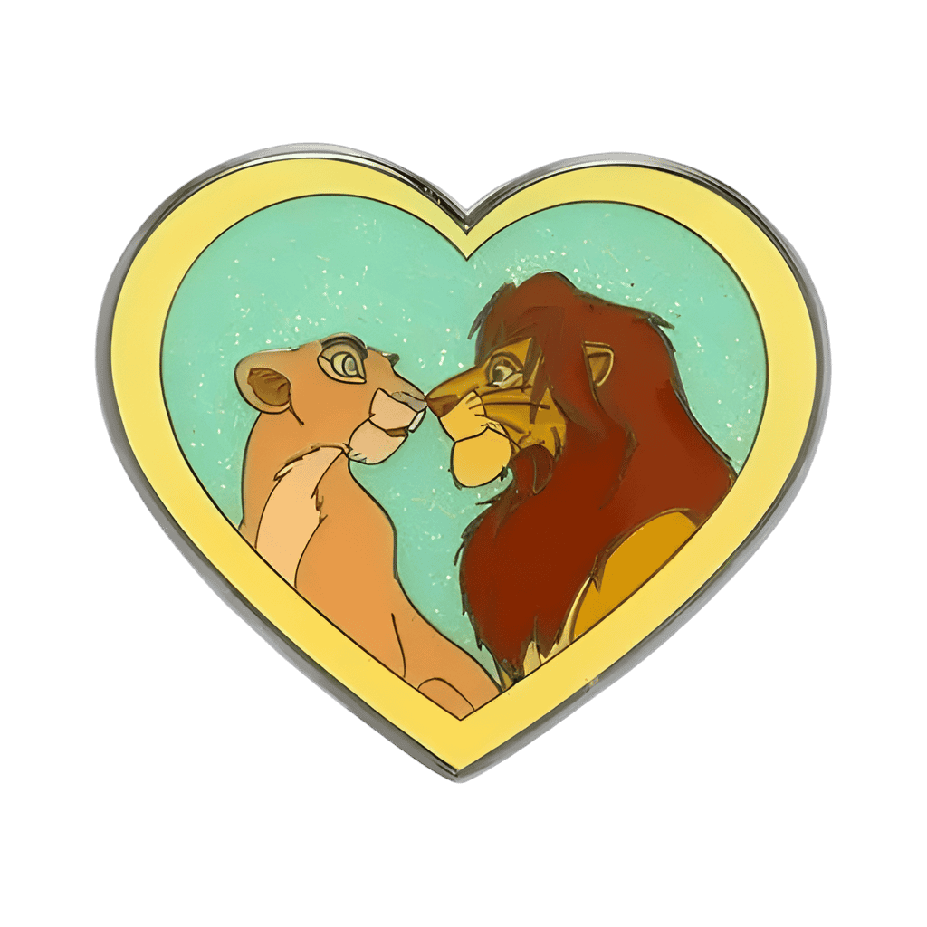 Simba and Nala in yellow heart Disney pin