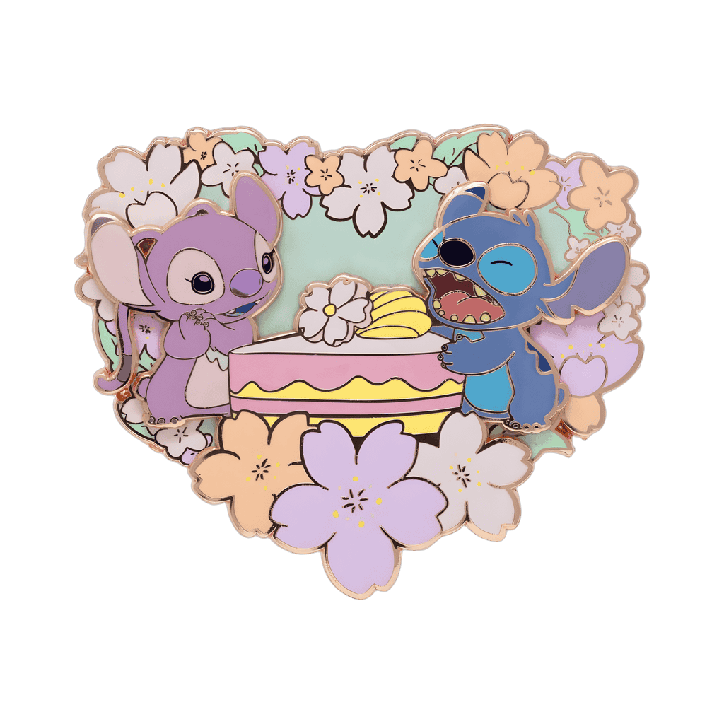 Disney Cherry Blossom Series Stitch and Angel Collectible Jumbo Pin on Pin Special Edition 400 Disney pin