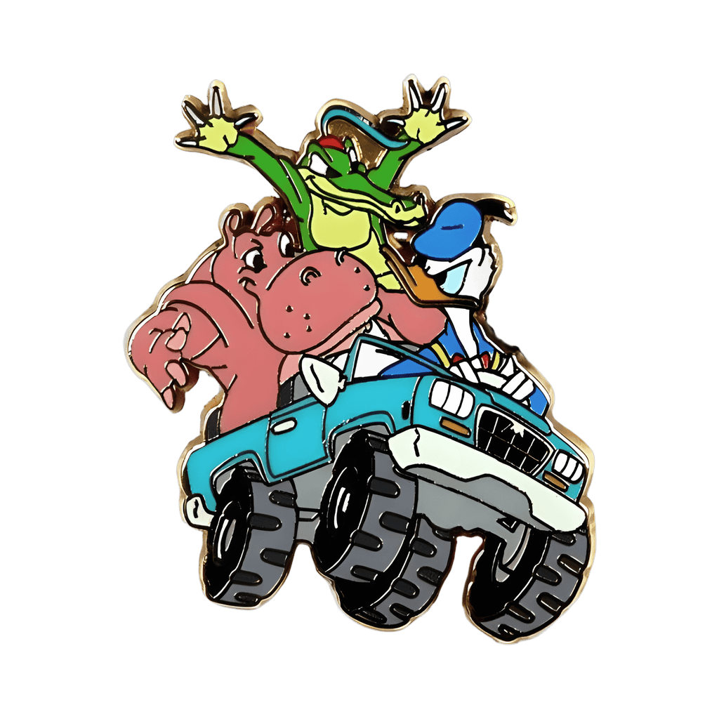 Donald Duck, Hyacinth Hippo and Ben Ali Gator Riding in a Blue Truck Disney pin