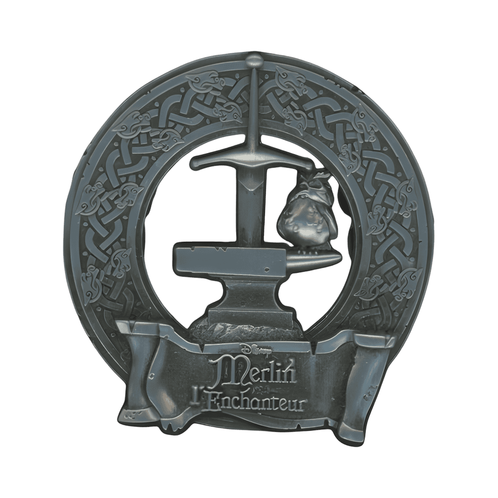 Metal sword in anvil and Archimedes Disney pin