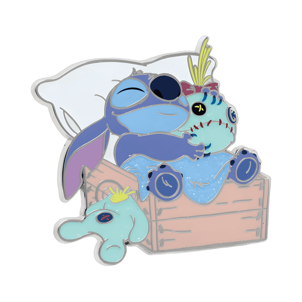 Stitch Sleeping in Crate with Scrump Disney pin