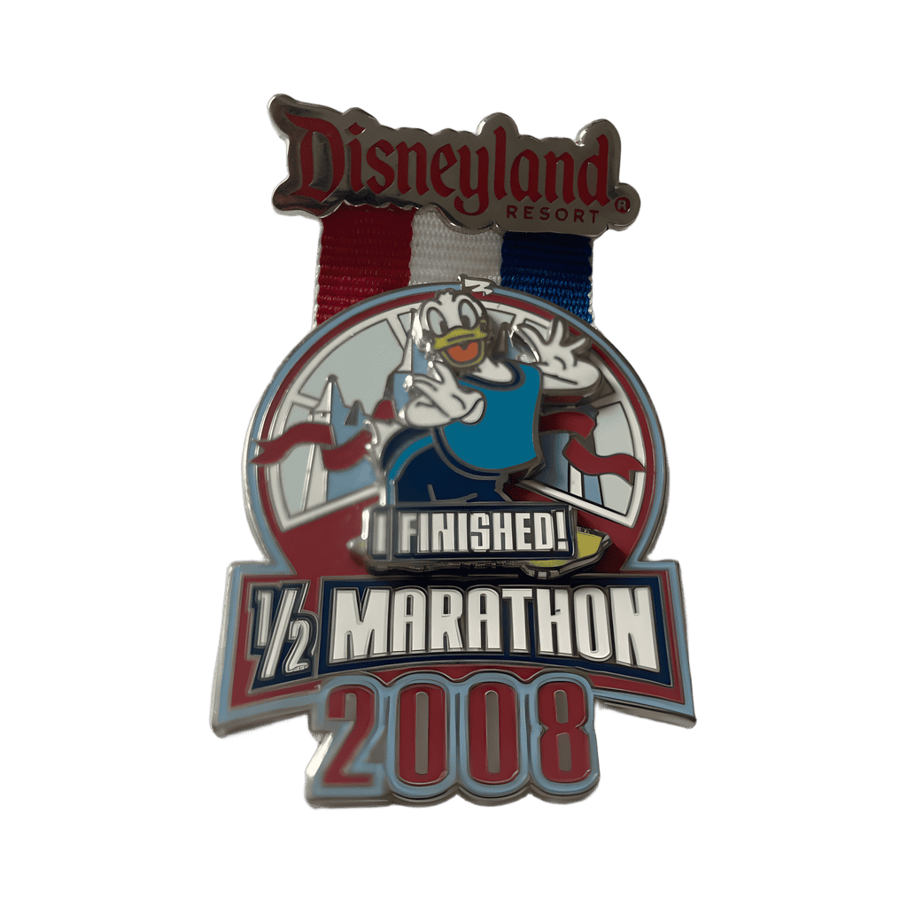 I Finished! 1/2 Marathon 2008 Donald Duck Banner Pin Disney pin