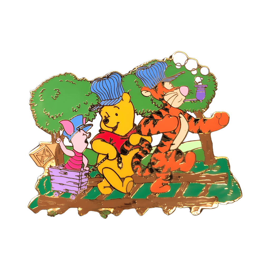 Winnie the Pooh, Tigger, and Piglet Pretending to Ride a Train Disney pin