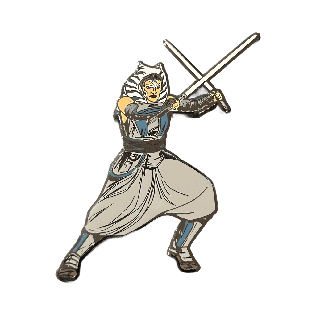 Ahsoka with lightsabers up Disney pin
