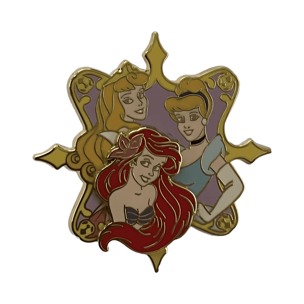 Four Way Points with Ariel, Cinderella, and Aurora Disney pin