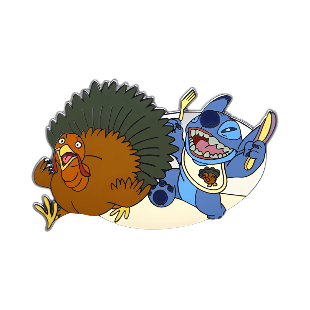 Stitch chasing a turkey Disney pin