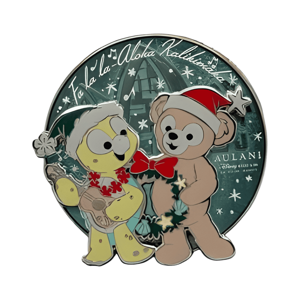 Duffy and Olu with Santa Hats Disney pin