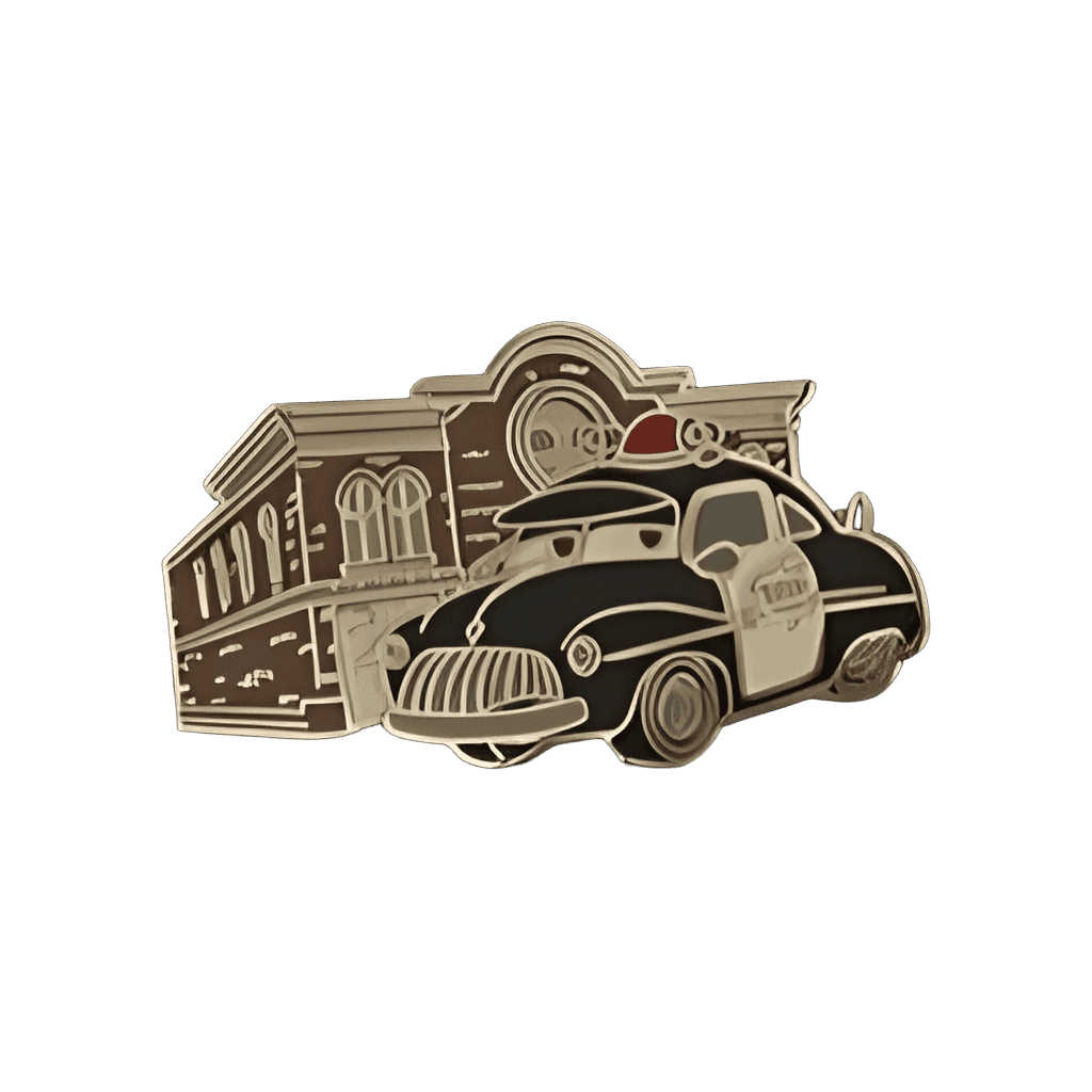 Sheriff in front of Town Hall Disney pin