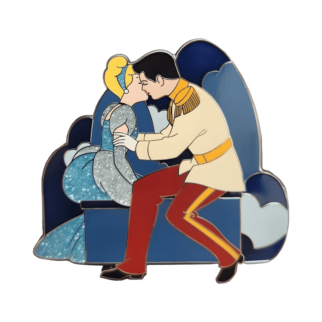 Cinderella and Prince Charming kissing Disney pin