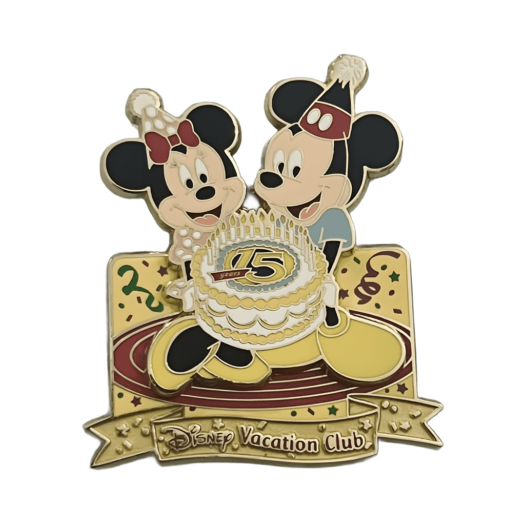 15 Years Mickey and Minnie Holding Cake Disney pin