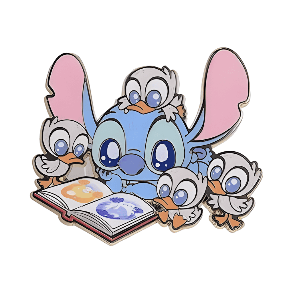 Stitch with Ducklings Reading - BoxLunch Disney pin