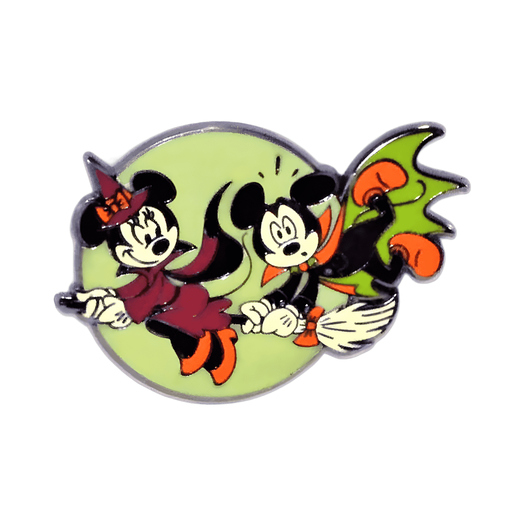 Witch Minnie and Vampire Mickey Riding a Broom Disney pin