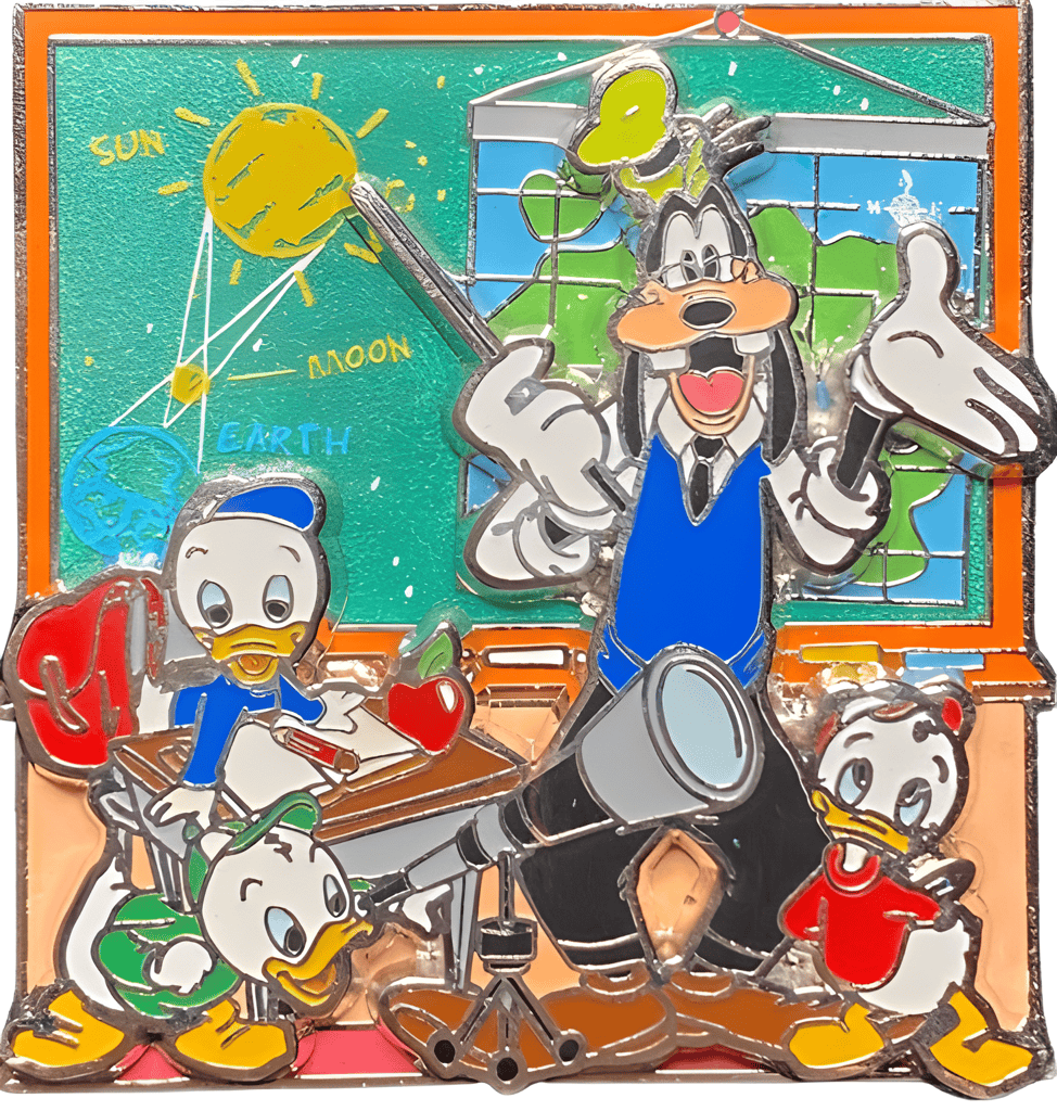 Teacher Goofy Teaching Huey, Dewey, and Louie About Space Disney pin