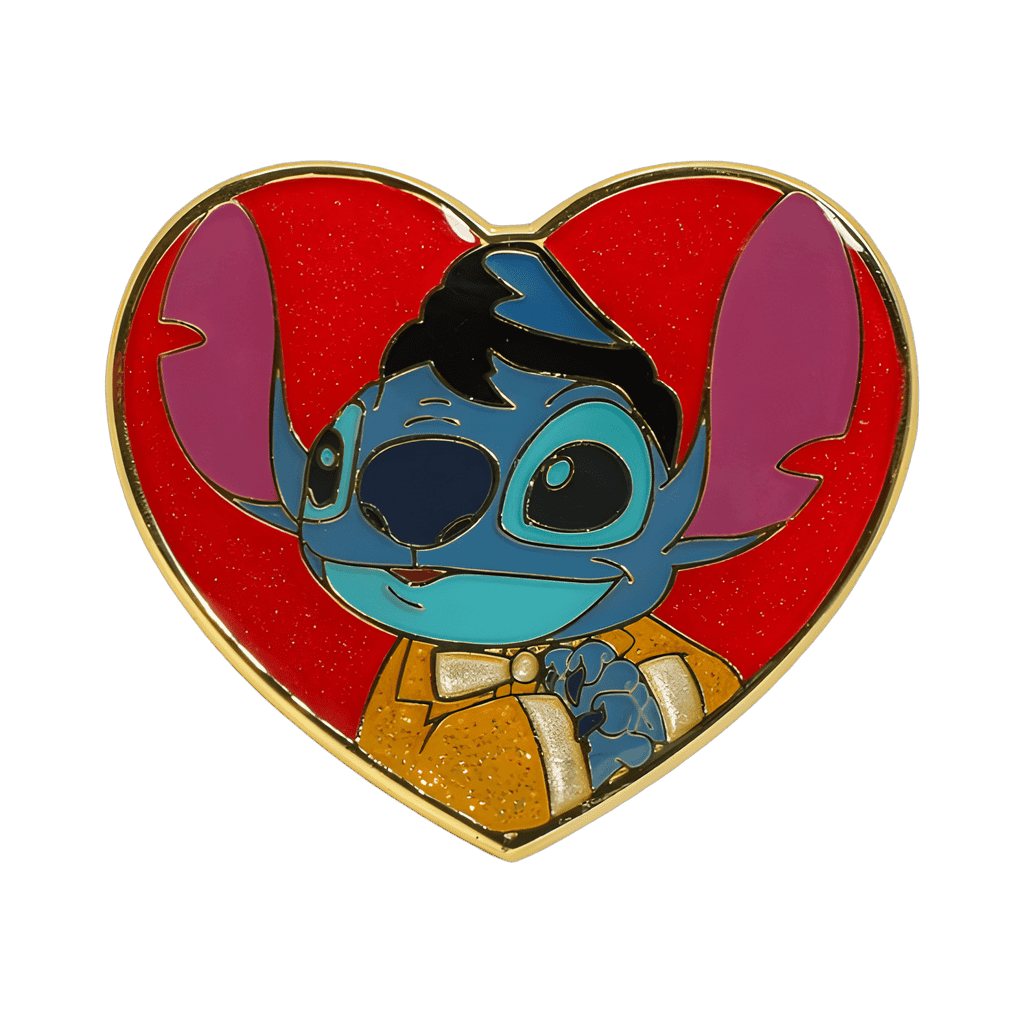 Stitch as Gold Lamé Suit Elvis in Heart Disney pin