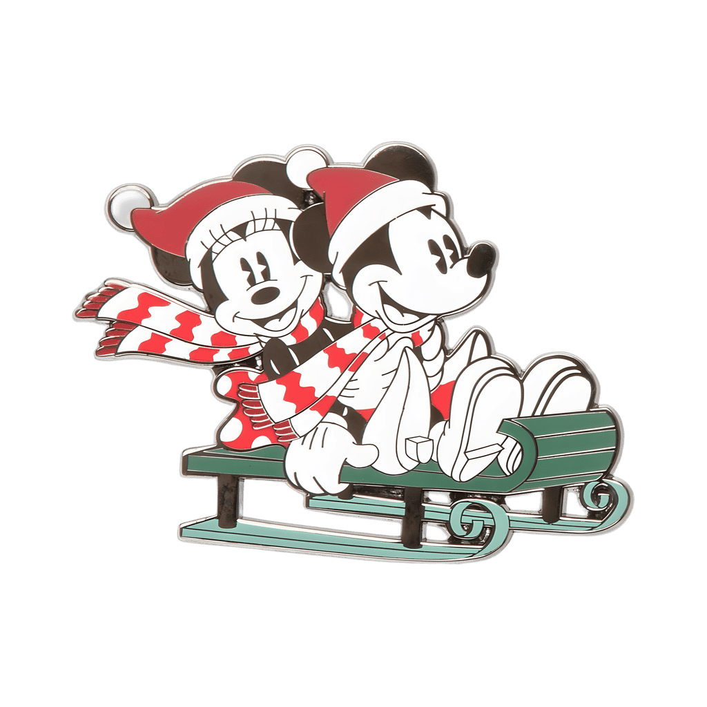 Mickey and Minnie Mouse Sledding Disney pin