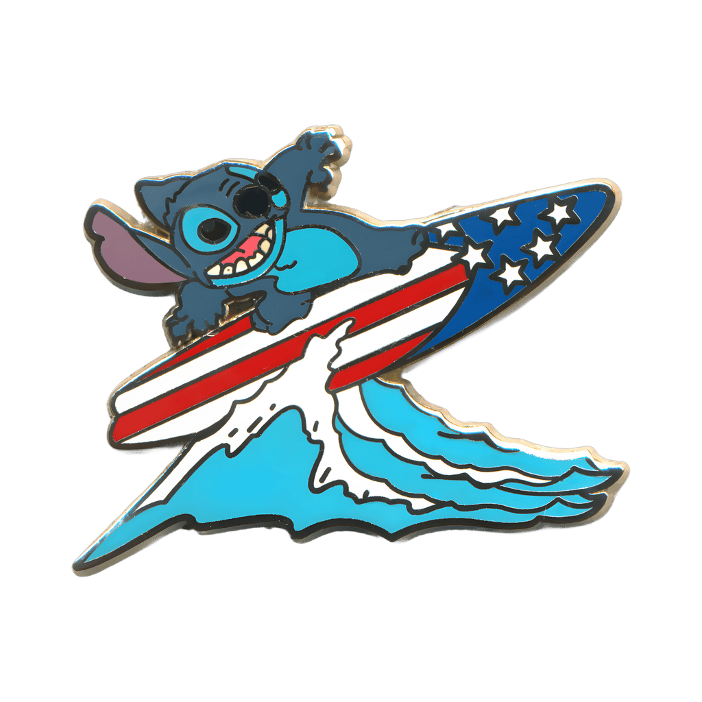 Stitch on Patriotic Surfboard Disney pin