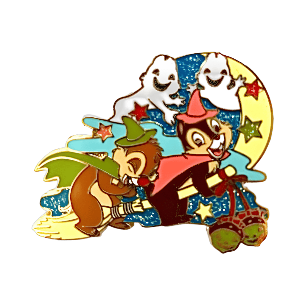 Happy Trick Party - Chip and Dale Witches Flying on a Broom Disney pin