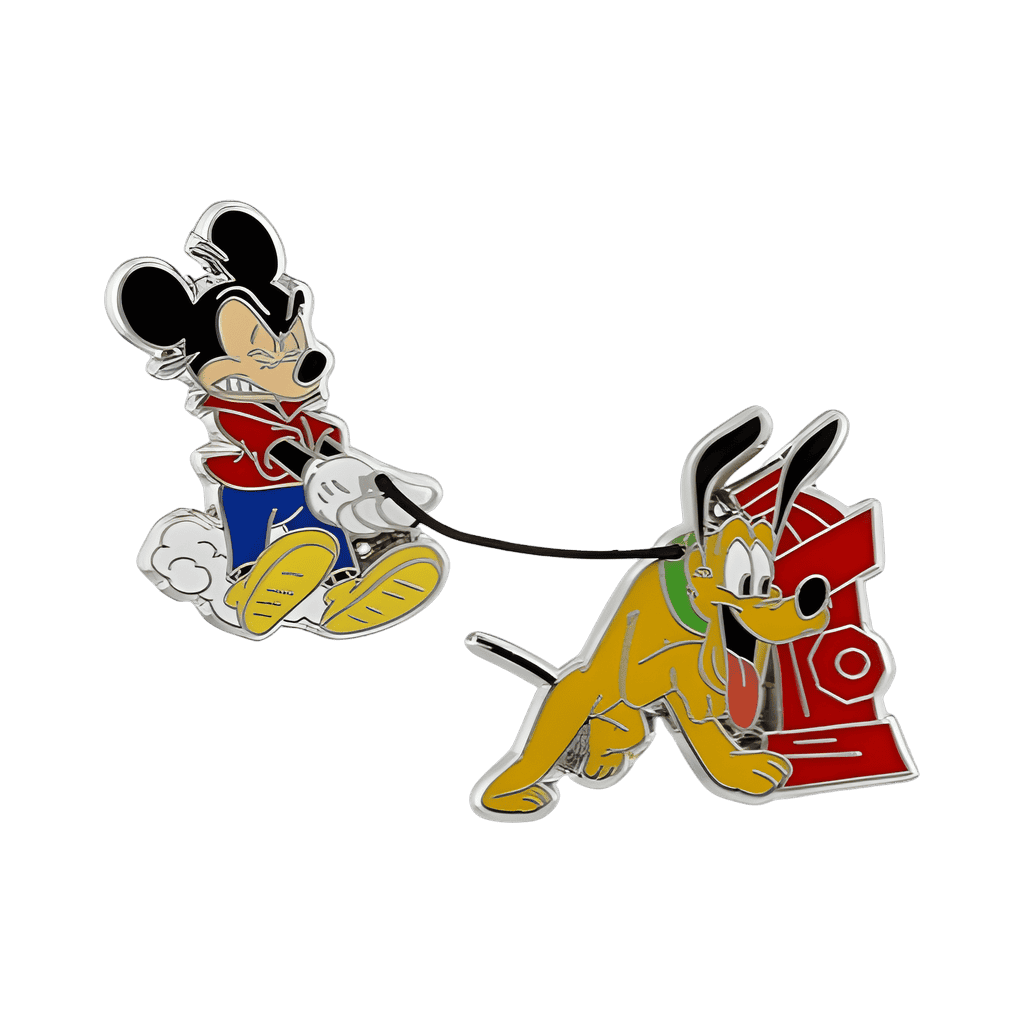 Mickey and Pluto Fire Hydrant Connected Pins Disney pin
