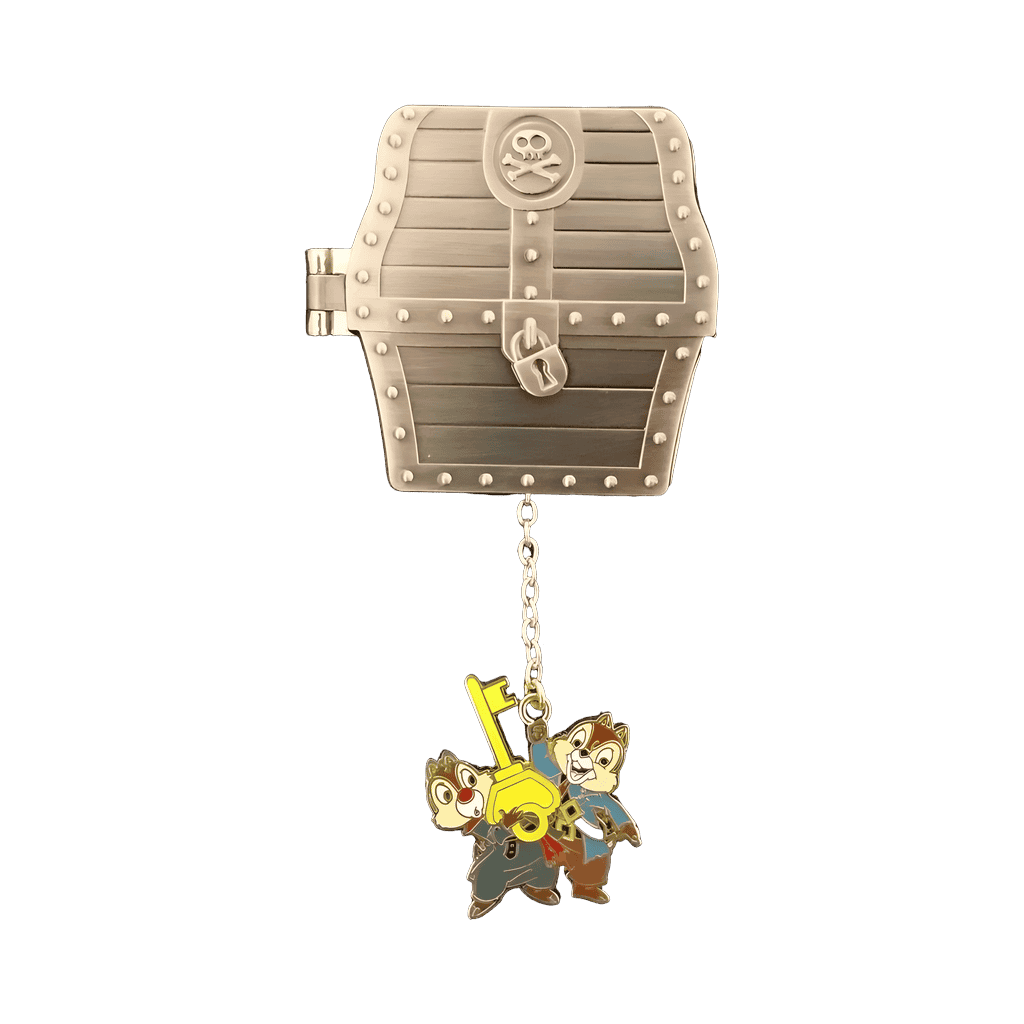 Pirates of the Caribbean Treasure Chest with Chip and Dale Dangle Disney pin