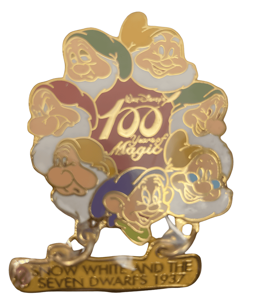 Seven dwarves with Snow White and the seven dwarfs 1937 dangle. Disney pin