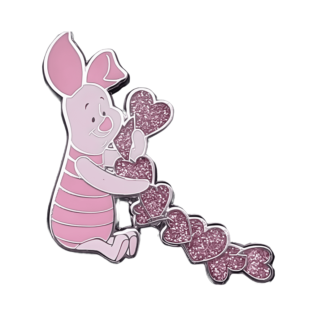 Piglet with string of hearts Disney pin