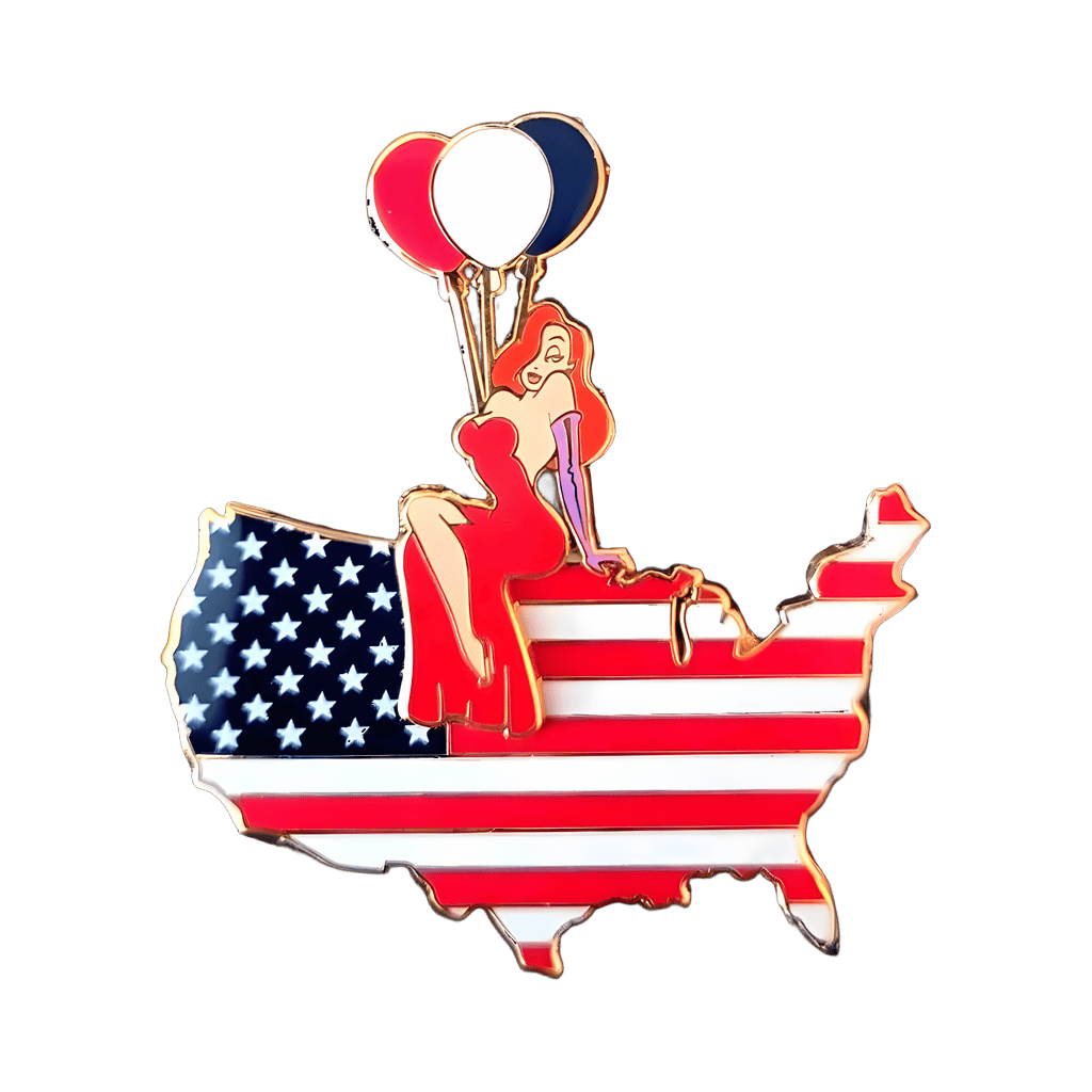 Jessica Sitting on a USA Shaped Map Holding Balloons Disney pin