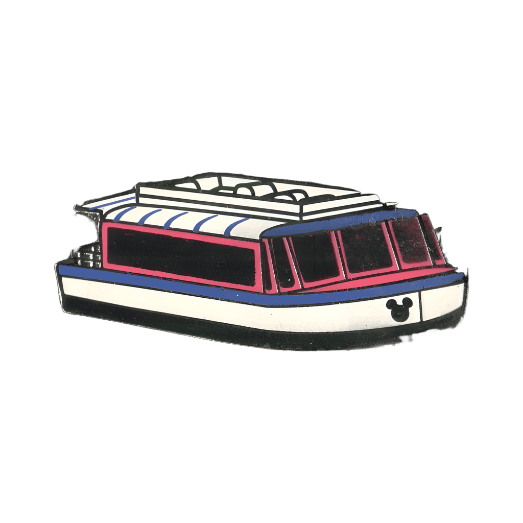 White with blue and pink trim boat Disney pin