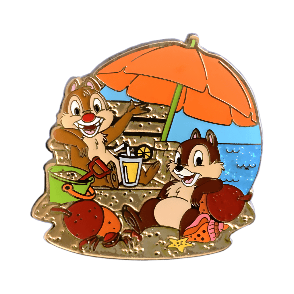 Chip and Dale Under an Orange Umbrella Disney pin