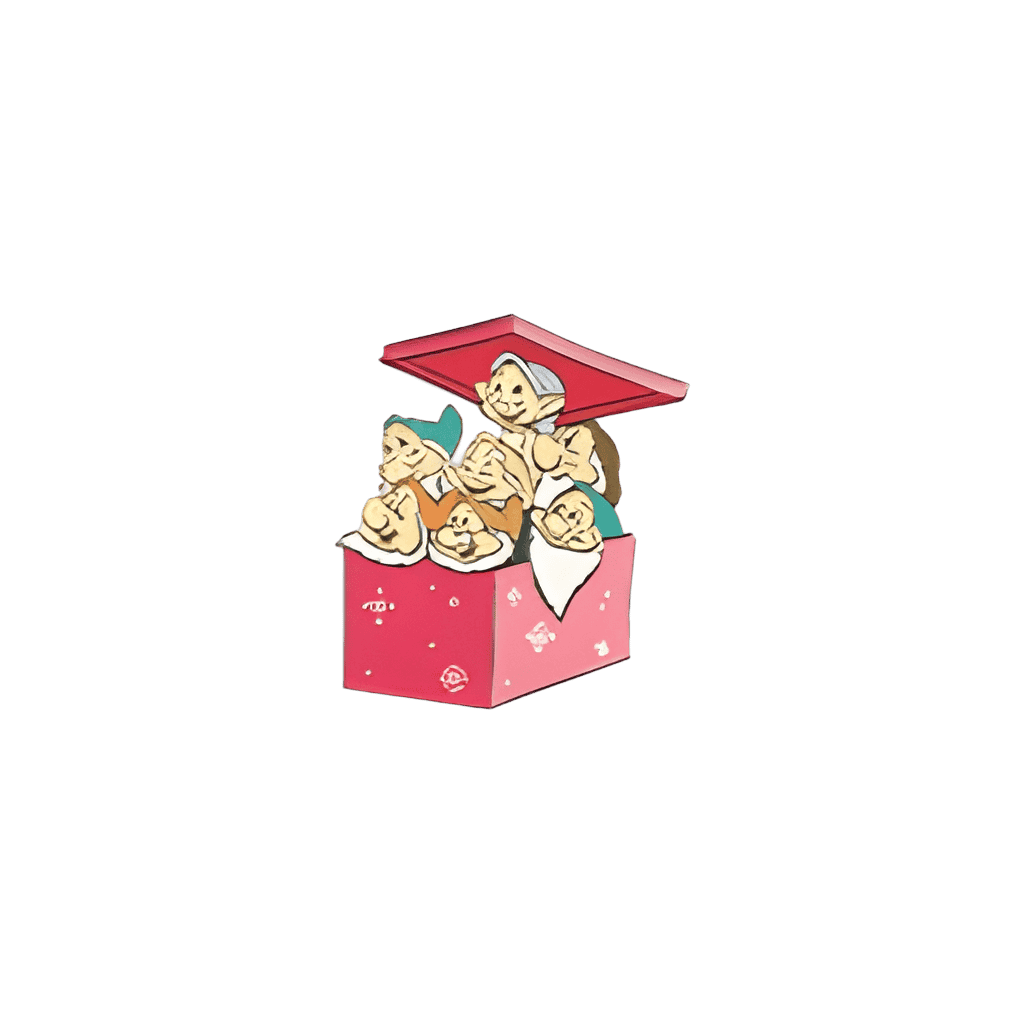 Days 5 Through 8 Pin Set - Seven Dwarfs in Present Box Disney pin
