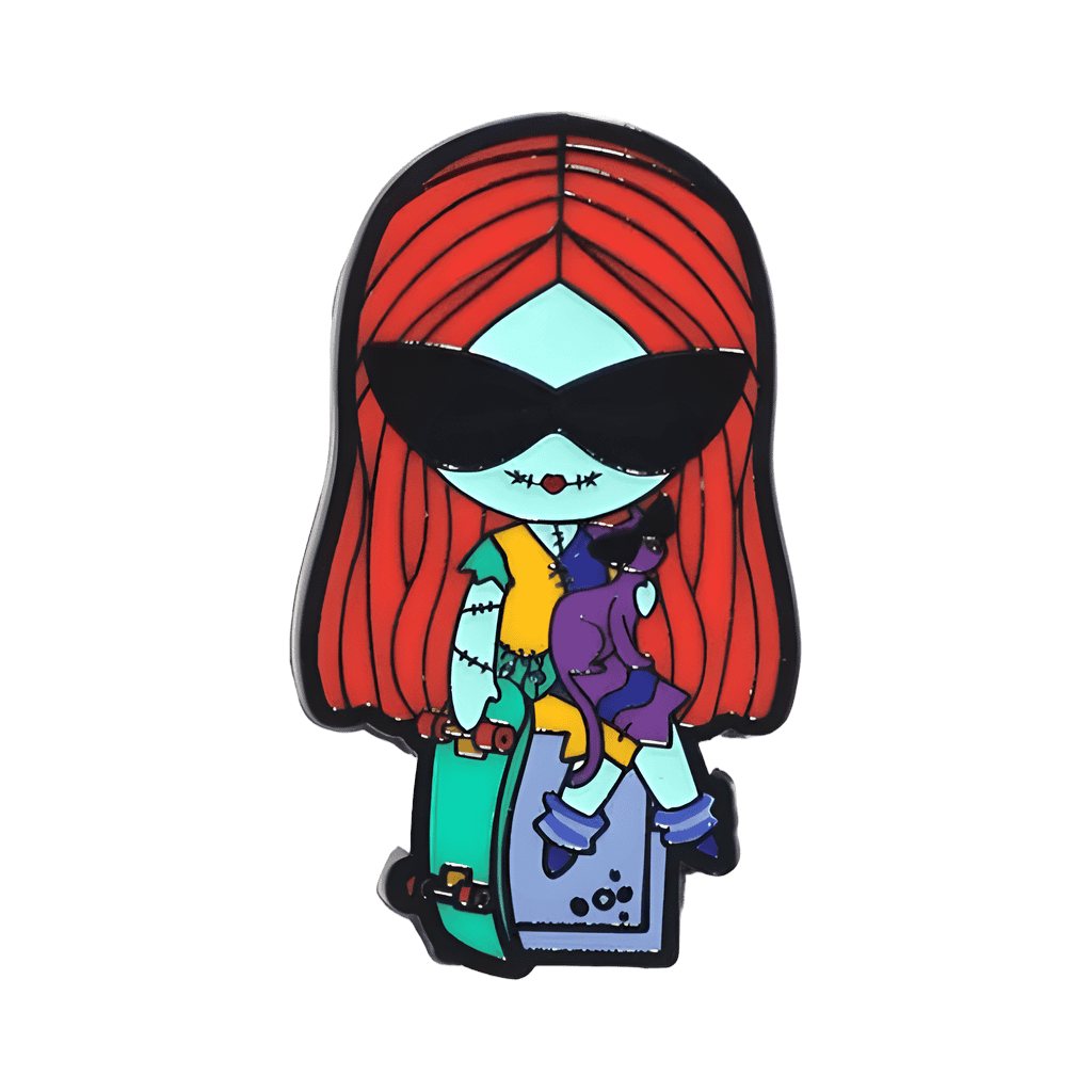 Sally Sitting with Skateboard Disney pin