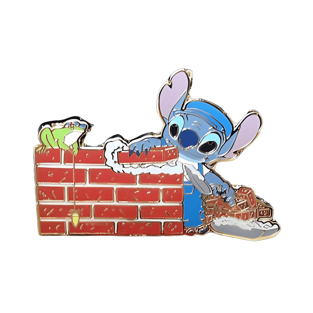 Stitch laying bricks Disney pin