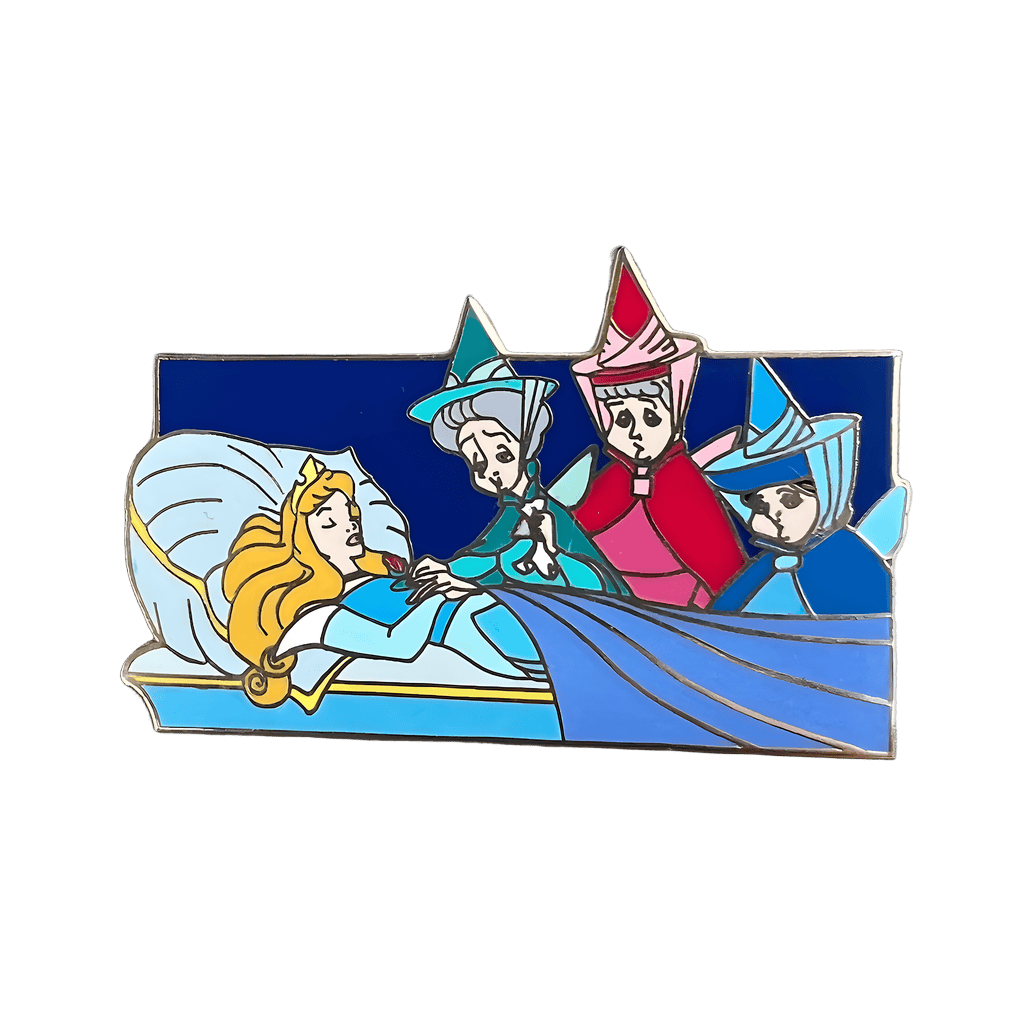 Fairies watching over sleeping Aurora Disney pin