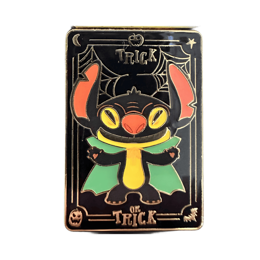 Stitch as Vampire in green cape and Cobwebs Disney pin
