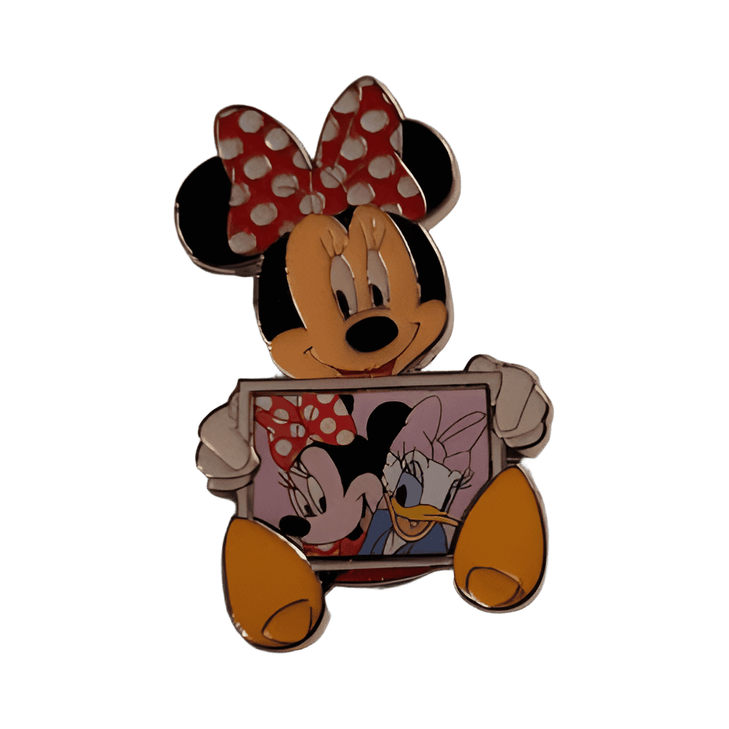 Minnie Sitting Holding Picture of Minnie and Daisy Disney pin