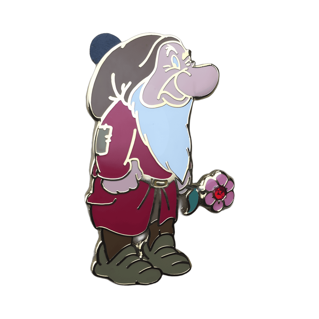 Grumpy holding a flower Disney pin