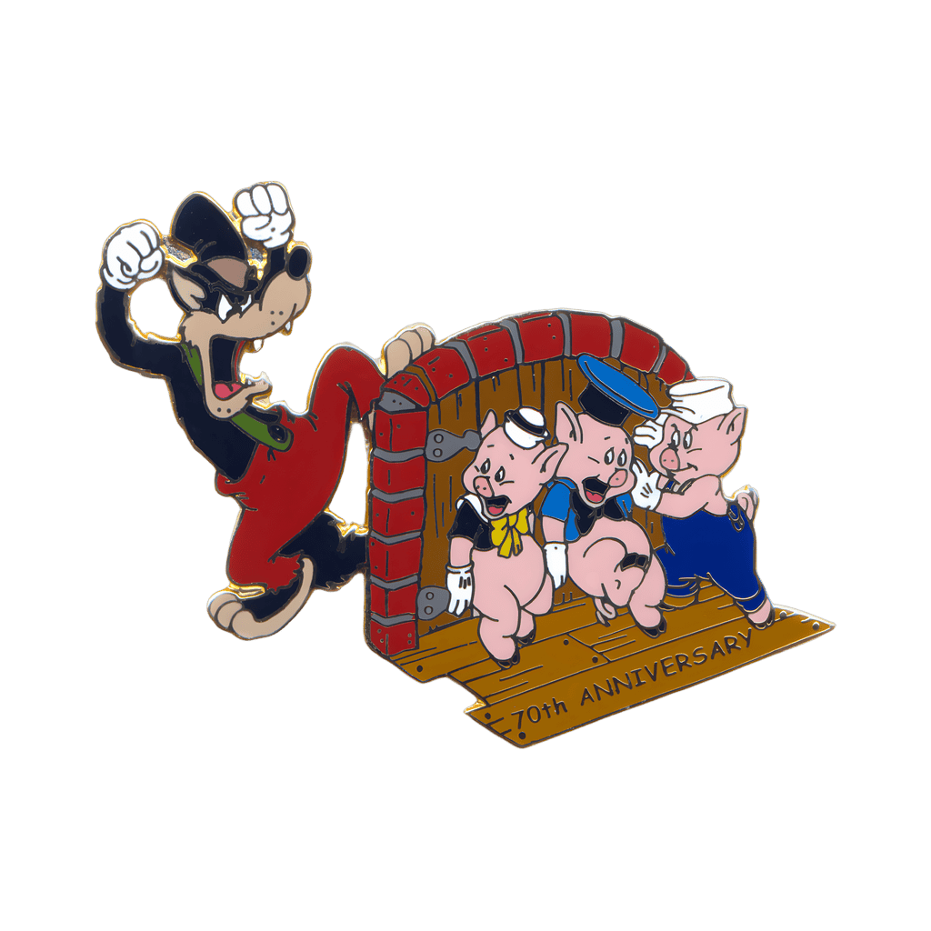 Fifer, Fiddler and Practical Pig holding off the Big Bad Wolf Disney pin