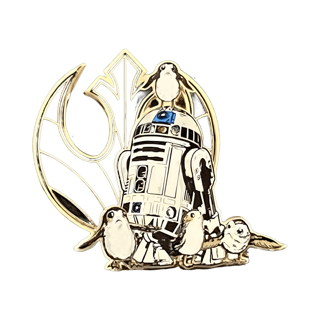 R2-D2 with Porgs and Rebel Symbol Disney pin