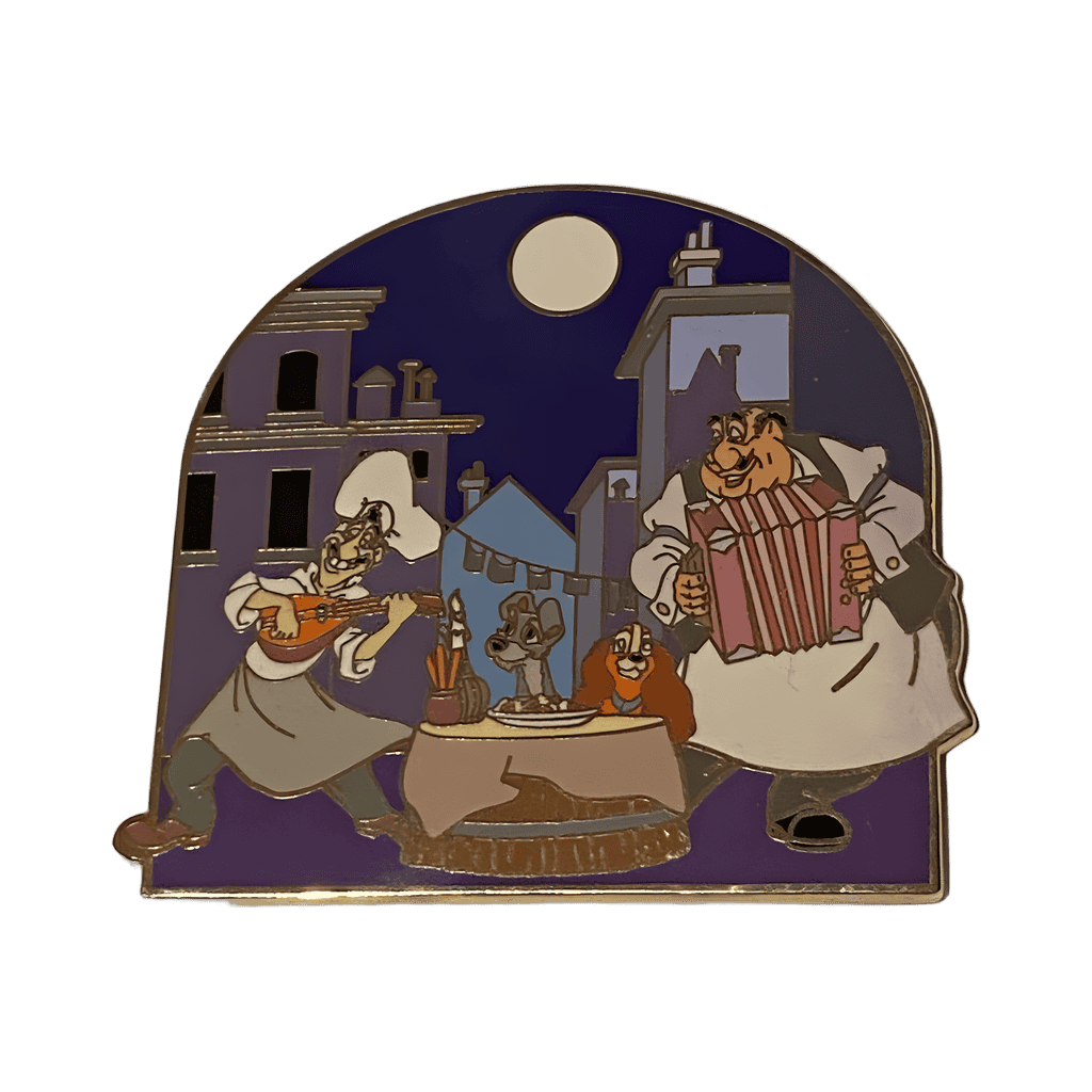 Lady and the Tramp eating with Tony & Joe Disney pin